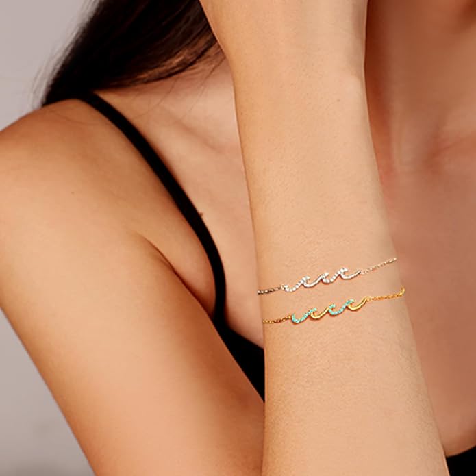 Gift for Best Friends Female,Wave Friendship Bracelet for Women,Bestie Gifts for Women,925 Sterling Silver Bracelet Gifts for Friends Birthday Gift Graduation Gift