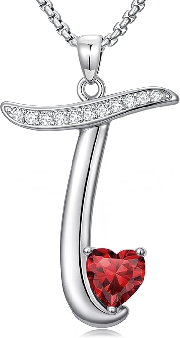 Christmas Gifts for Women Alphabet A to Z Initial Birthstone Pendant Necklaces for Women - 18k White Gold Plated Personalized Name Jewelry Valentine Mothers Day Birthday Gifts for Women Her Girlfriend