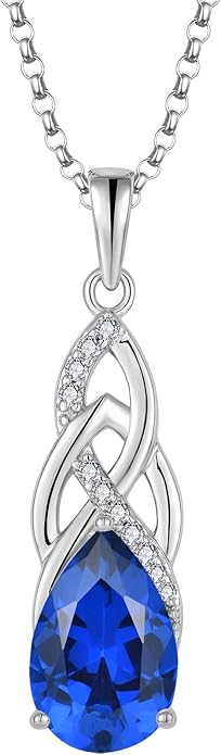 JO WISDOM Celtic Knot Infinity Jewelry Set for Women 925 Sterling Silver Sapphire Dangle Drop Leverback Earrings September Birthstone Necklace Pendant Gemstone Jewelry