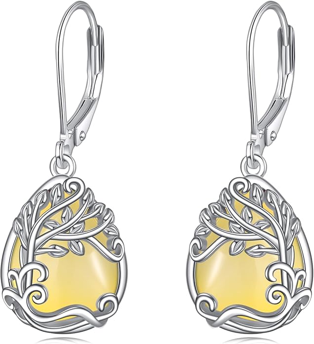 Moonstone Filigree Drop Dangle Teardrop Earrings 925 Sterling Silver Moonstone Leverback Earrings for Women Jewelry Gifts
