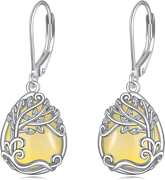 Moonstone Filigree Drop Dangle Teardrop Earrings 925 Sterling Silver Moonstone Leverback Earrings for Women Jewelry Gifts