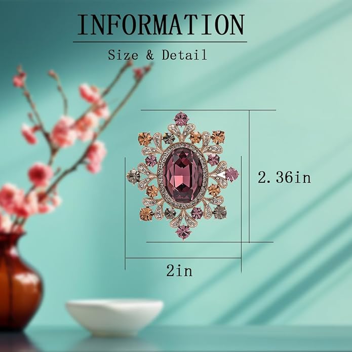 Flower Brooch Pin - Rhinestone Flower Pin 18k Gold Plated - Thanksgiving Day, Birthday, Wedding Gifts for Mom, Wife