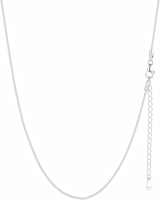 ChicSilver 925 Sterling Silver Necklace Chains Box Chain Necklace for Women Thin 1.3/1.8mm Silver Chain for Necklace - 16/18/20/22/24 Inch