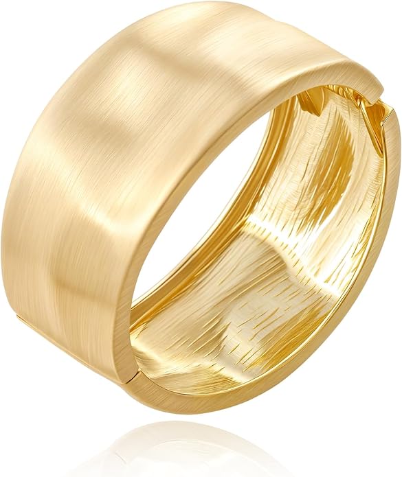 Bangle Bracelets for Women | 14K Gold Plated Trendy Wide Bracelets | Hinged Arm Cuff Bangles Chunky Bracelet for Women