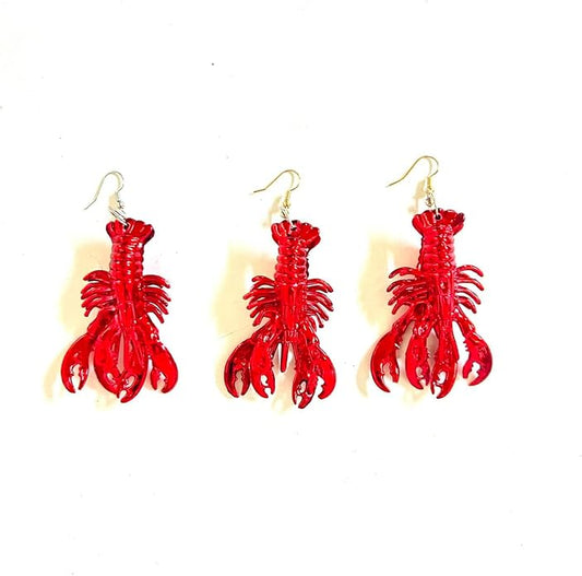 12 Pcs Mardi Gras Red Carwfish Earring Pendant Decoration Mini Beach Lobster Pendant Earrings Gift