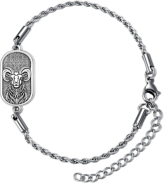 SIMONLY Zodiac Bracelet 925 Sterling Silver Constellation Anklet Horoscope Zodiac Jewelry Christmas Birthday Astrology Gifts for Women Men Unisex