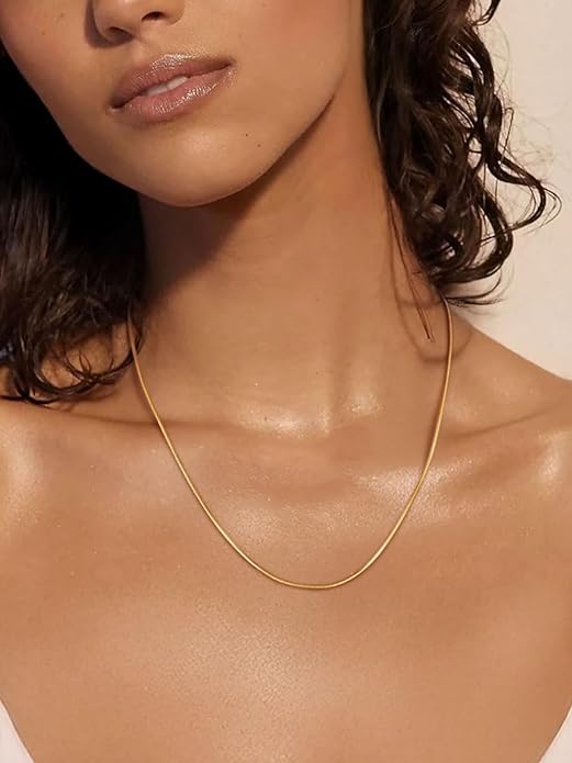 ChainsHouse Snake Chain Necklace for Women 1.2mm, 18-30" Adjustable with 5cm Extender for Pendants Lockets, Rose Gold/Stainless Steel/Black/14K Gold Hypoallergenic Dainty Jewelry Gift