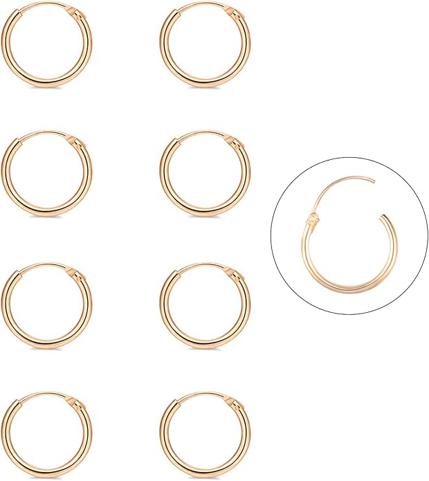 Silver Hoop Earrings- Cartilage Earring Small Hoop Earrings for Women Men,4 Pairs of Hypoallergenic 925 Sterling Silver Tragus Earrings