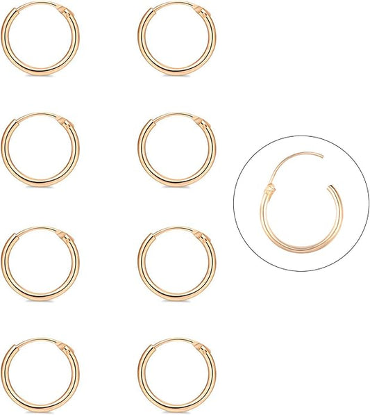 Silver Hoop Earrings- Cartilage Earring Small Hoop Earrings for Women Men,4 Pairs of Hypoallergenic 925 Sterling Silver Tragus Earrings