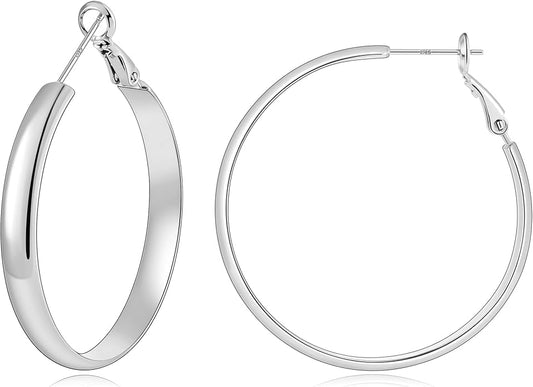 Gacimy 14K Gold Plated Hoop Earrings for Women, 14k Real Gold Plated with 925 Sterling Silver Post, Hypoallergenic Lightweight Thick Hoops Earrings for Women Trendy
