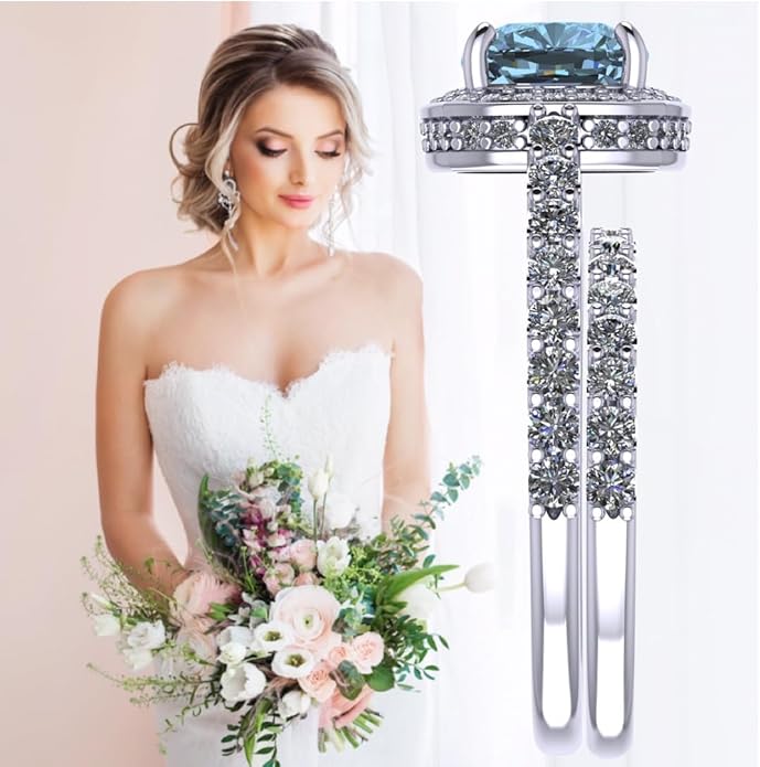 NANA Jewels Sterling Silver Engagement Rings for Women - Choose Simulated Morganite, Citrine, Aquamarine & More