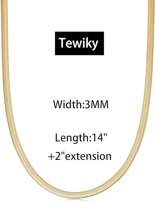 Tewiky Layered Necklaces for Women Non Tarnish- Chunky 14k Gold Plated Herringbone/Snake/Rope/Box/Cuban Link Chain for Women Waterproof Layering Stack Choker Necklace Trendy Dainty Tarnish Free Jewelry Set