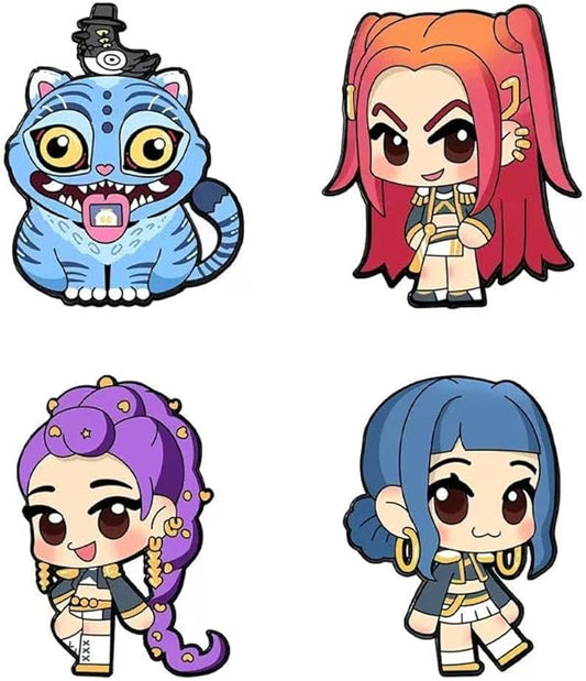 4PCS Dark Fantasy Demon Movie Hunters Themed Brooch Demon Hunters 3.5CM×2.8CM Butterfly Clasp Fastening Personalized Character-Inspired Accessory