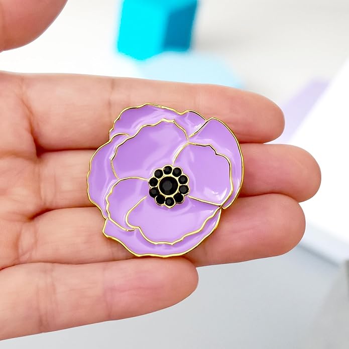 Poppy Flower Brooch - Memorial Day Veterans Day Armistice Day Pins - Remembrance Jewelry Gift Flower Pin for Women Mom Stepmother Grandma