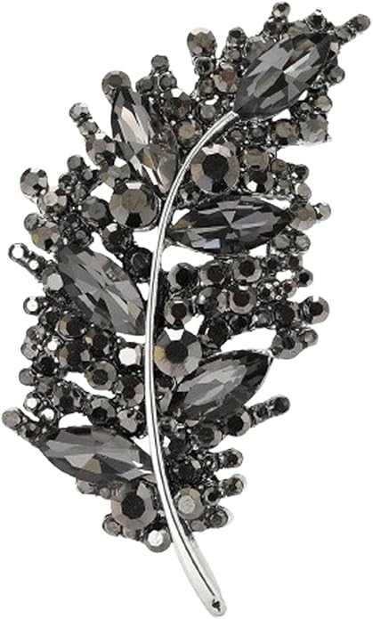 Rhinestone Leaf Brooches for Women Men,Vintage Plant Leaf Lapel Pins Sparkling Crystal Feather Brooch Collar Pins Clothing Bags Hats Christmas Birthday Jewelry