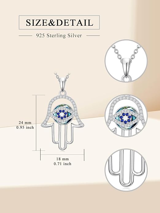 WINNICACA Sterling Silver Evil Eye Necklace Protection Crystal Pendant for Women Good Luck Vintage Evil Eye Pendant Jewelry Birthday Gifts for Women Friend Female