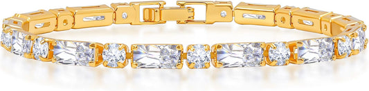 Tennis Bracelets for Women, 14K Gold Plated Diamond Bracelet, Cubic Zirconia Dainty Gold Bracelet for Women, Gifts Jewelry for Women