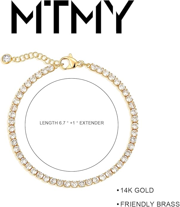 MTMY Gold Chain Bracelet for Women 14K Gold Plated Dainty Bracelets with Adjustable Chain Cute Bracelet Gold Trendy Jewelry