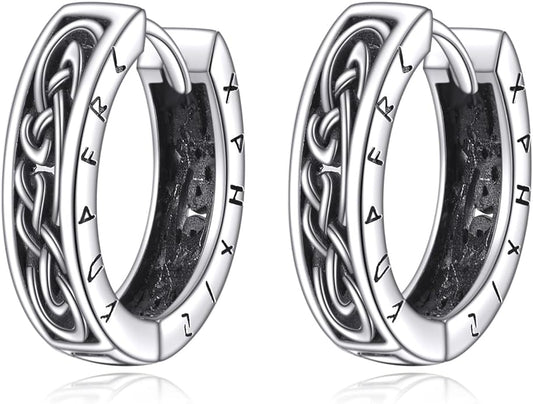 Hoop Earrings for Men Women 925 Sterling Silver Ankh/Wolf/Celtic/Opal Earrings Jewelry Gifts