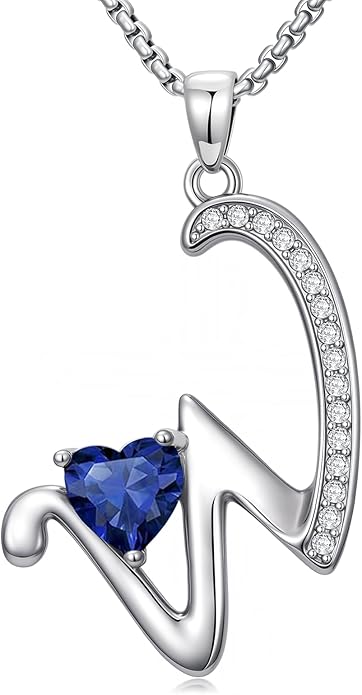 Christmas Gifts for Women Alphabet A to Z Initial Birthstone Pendant Necklaces for Women - 18k White Gold Plated Personalized Name Jewelry Valentine Mothers Day Birthday Gifts for Women Her Girlfriend