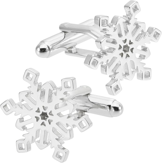 Jonwo Unique Snowflake Shape Cufflinks for Men Women In Gift Box Silver/Gold Men's Cuff Links Jewelry for Wedding Party Daily Office Business Events Tuxedo Dress