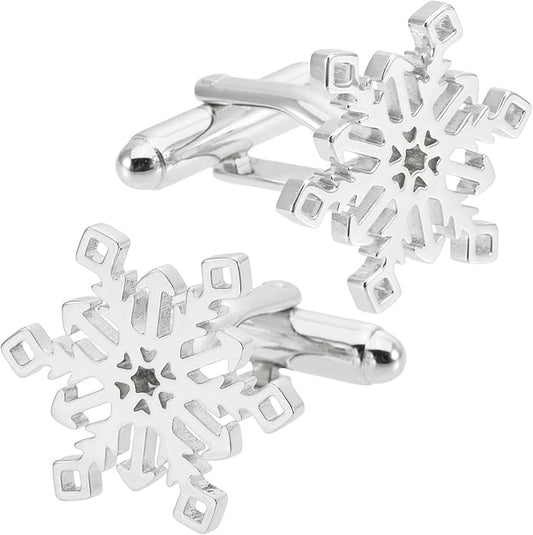 Jonwo Unique Snowflake Shape Cufflinks for Men Women In Gift Box Silver/Gold Men's Cuff Links Jewelry for Wedding Party Daily Office Business Events Tuxedo Dress