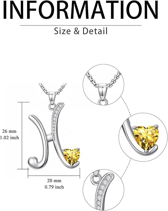 Christmas Gifts for Women Alphabet A to Z Initial Birthstone Pendant Necklaces for Women - 18k White Gold Plated Personalized Name Jewelry Valentine Mothers Day Birthday Gifts for Women Her Girlfriend