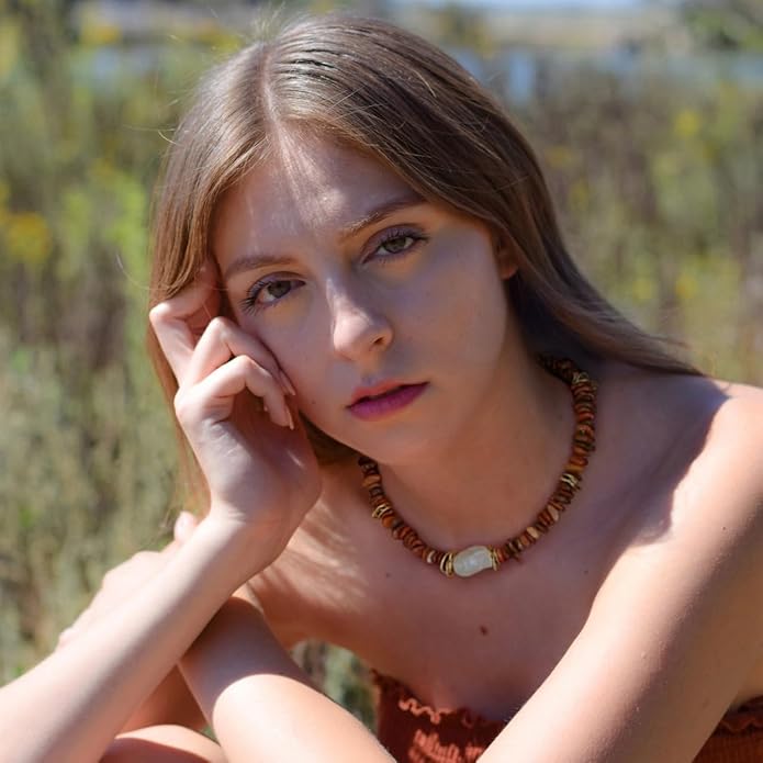 Chunky Statement Stone Beaded Necklace, Big Baroque Pearl Gold Choker, Trendy Boho Colorful Stone Jewelry