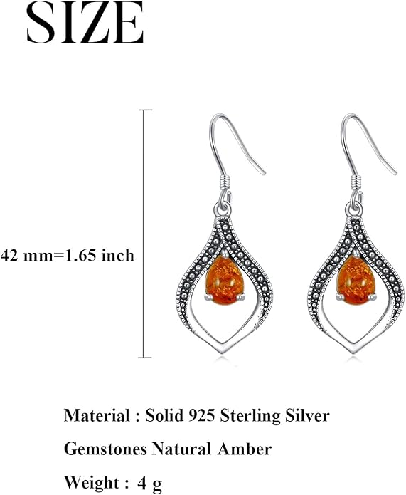 Vintage Genuine Gemstone Earrings for Women Dangling 925 Sterling Silver Western Native American Style Jewelry for Wife Mother