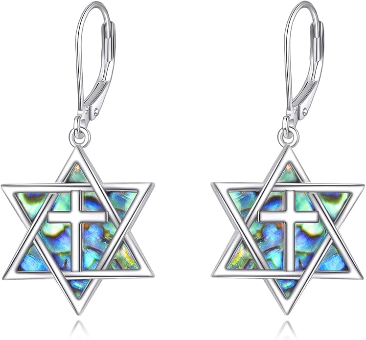 YFN Star of David Earrings Sterling Silver Hebrew Chai Tree of Life Dangle Drop Earrings Jewish Jewelry Gifts for Women