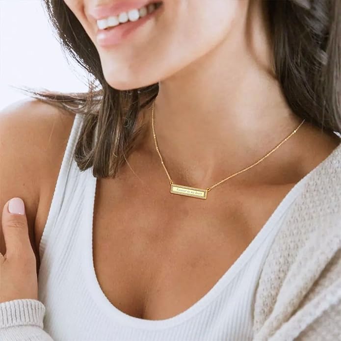 ChicSilver Customizable Vertical Bar Pendant Necklace 925 Sterling Silver Y Necklace Simple Fashion Jewelry Gifts for Women