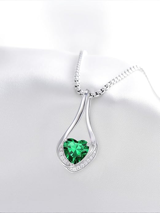 Birthstone Necklaces for Women,18k Yellow/White Gold Plated Forever Love Heart Infinity Pendant Necklace Anniversary Jewelry Christmas Birthday Gifts for Women Her Wife Girlfriend