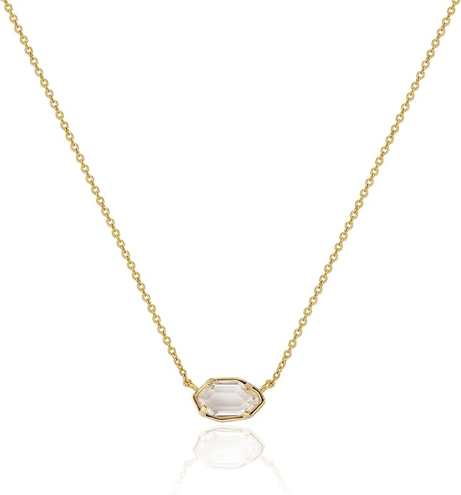 OZEL JEWELRY & GIFT Layered Gold Necklaces for Women - Crystal Colorful Delicate Cutting Pendant Necklace - 18K Gold Plated - Birthday Gifts (Made in Korea)