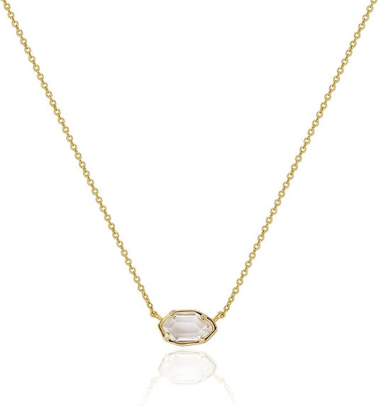 OZEL JEWELRY & GIFT Layered Gold Necklaces for Women - Crystal Colorful Delicate Cutting Pendant Necklace - 18K Gold Plated - Birthday Gifts (Made in Korea)