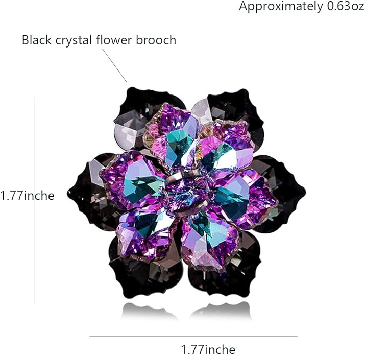 Rhinestone Sunflower Brooch Pin for Women Red Black Purple Large Flower Broochs Snowflake Brooch Marquise Wreath Brooches Jewelry
