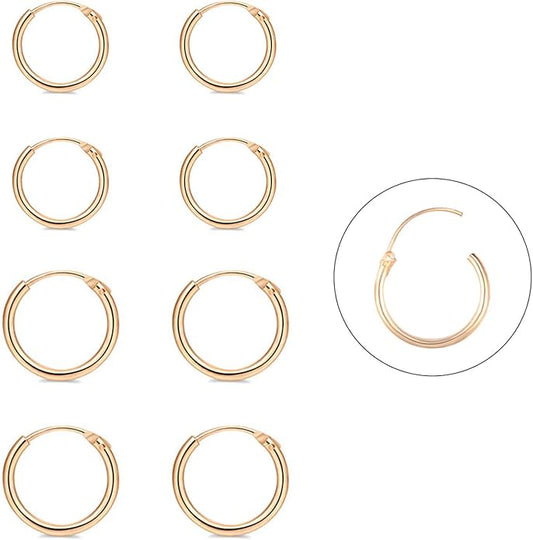 Silver Hoop Earrings- Cartilage Earring Small Hoop Earrings for Women Men,4 Pairs of Hypoallergenic 925 Sterling Silver Tragus Earrings