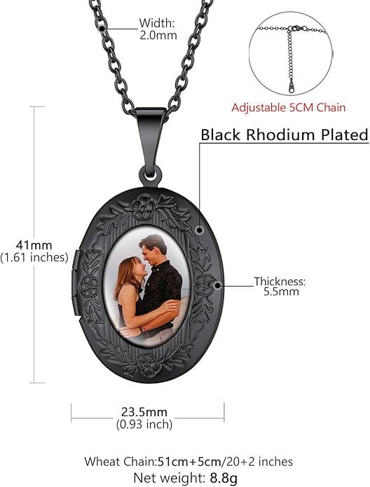 Supcare Locket Necklace That Holds Pictures-Engraved Photo Pendant Custom Jewellery Gifts for Men Women (with Jewellery Gift Box)