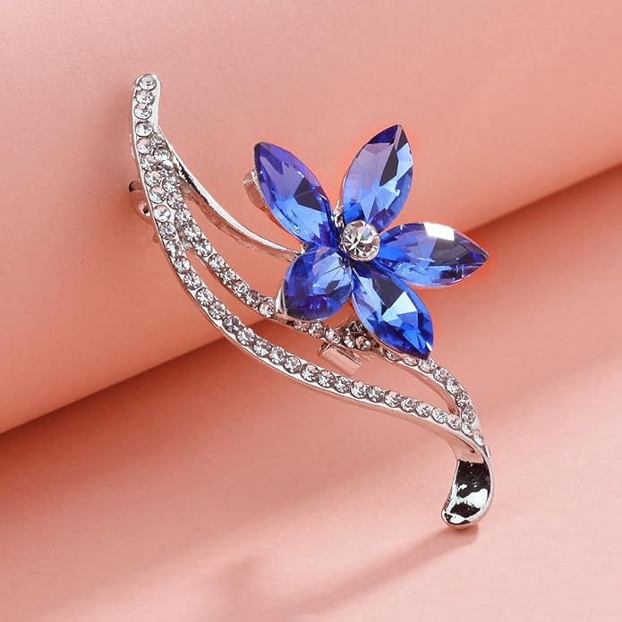 coadipress Flower Brooch for Women Girls Crystal Rhinestone Flower Floral Lapel Pin Elegant Clothing Accessory Wedding Gift Fashion Jewelry Gift