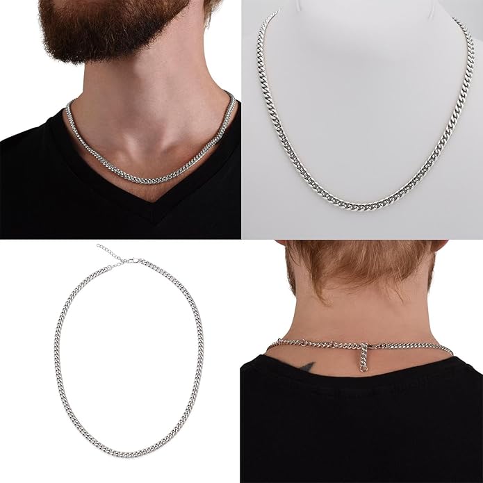 Mapileng Cuban Link Chain Necklace For Husband, Love You This Much To My Husband Classic Steel Jewelry Gift Birthday Christmas Anniversary Jewelry Gifts for Dad Brother Boyfriend Son