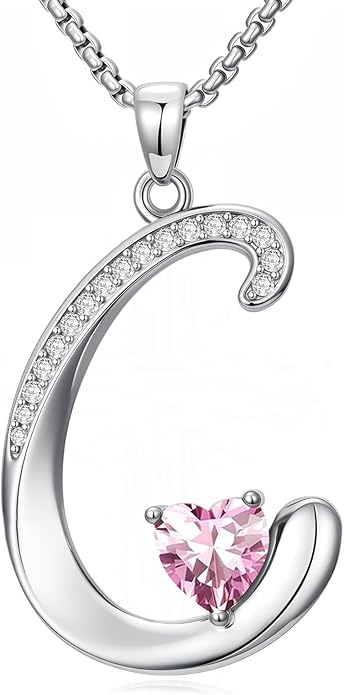 Christmas Gifts for Women Alphabet A to Z Initial Birthstone Pendant Necklaces for Women - 18k White Gold Plated Personalized Name Jewelry Valentine Mothers Day Birthday Gifts for Women Her Girlfriend