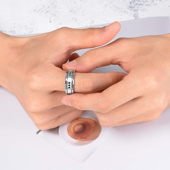 King Will Mens Tungsten Wedding Band with Cubic Zircon Inlay 7mm/8mm Flat Cut Comfort Fit Engagement Rings