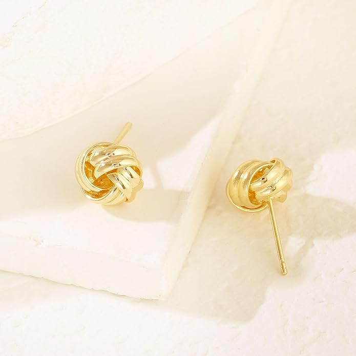 14K Gold Plated Knot Earrings for Women Gold Silver Earrings Heart Link Drop Dangle Earring Chunky Golden Knotted Statement Jewelry