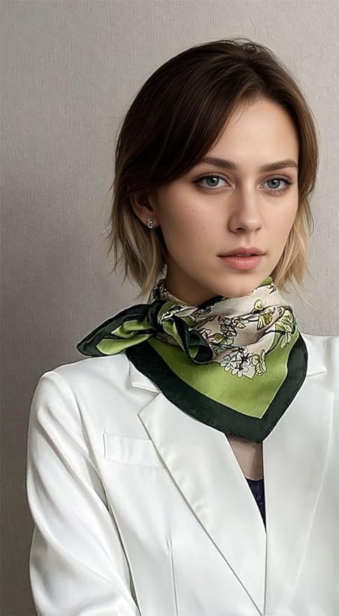 ANDANTINO 100% Mulberry Silk Square Scarf for Hair-25.6" X25.6'' Women Men Natural Silk Neckerchief Digital Printed Headscarf