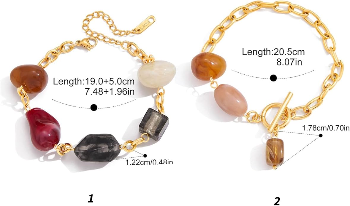 Stylish Pattern Bracelet Mixing Resin Colors With Stainless Steel Everyday Jewelry Colorful Resin Stainless Steel Bracelet