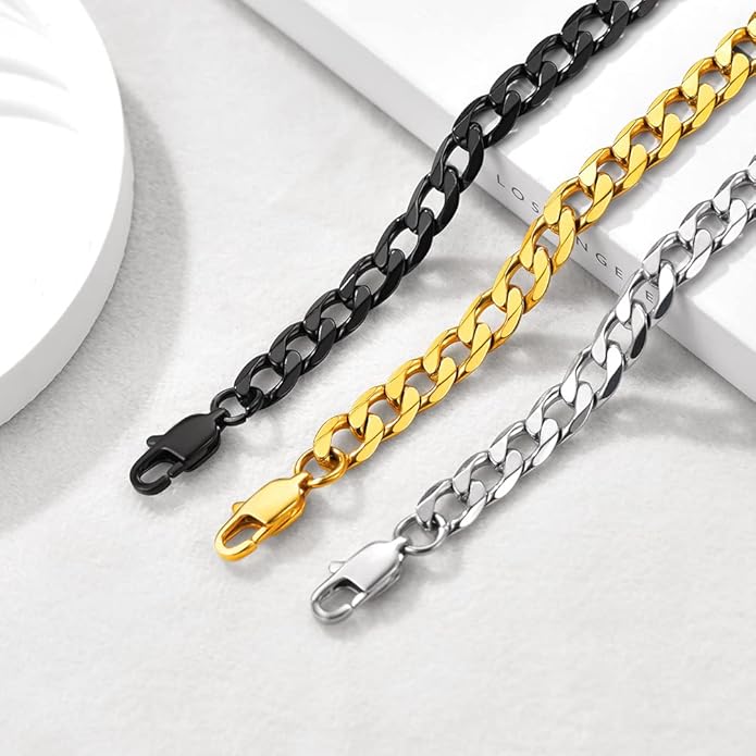 PROSTEEL Stainless Steel Chain Anklets for Women, Silver/Gold Tone, Ankle Bracelets Hypoallergenic, 8-10.5 Inch Adjustable, Come with Box