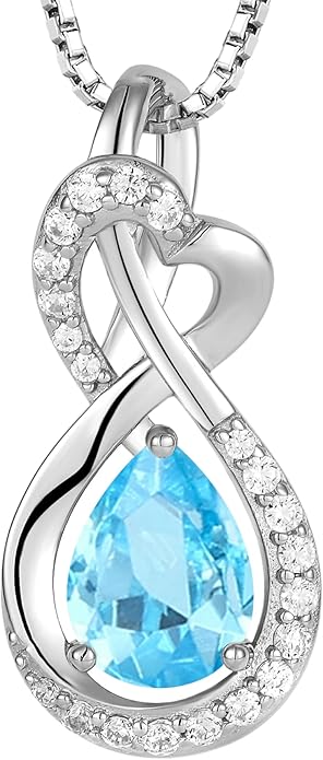 Infinity Necklace Birthstone Pendant 925 Sterling Silver Jewelry for Women