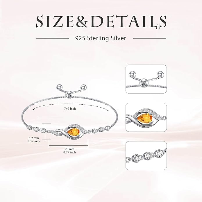 Christmas Gifts Birthstone Bracelet for Women 925 Sterling Silver Infinity Love Jewelry Birthday Gifts for Women Mom Wife Girlfriend