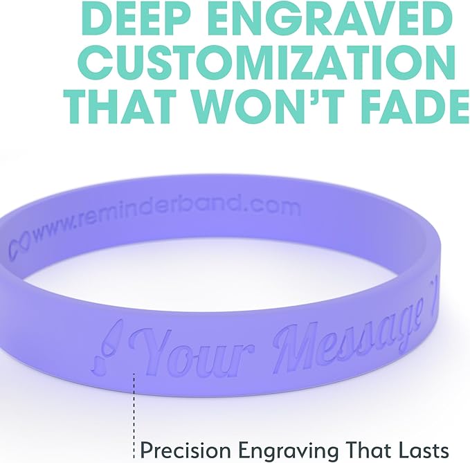 Reminderband Custom Silicone Bracelet – Motivational Wristbands, Bulk Personalized Bands for Events, Awareness, Fundraisers, Gifts – Custom Rubber Bracelets - 1/2" Classic