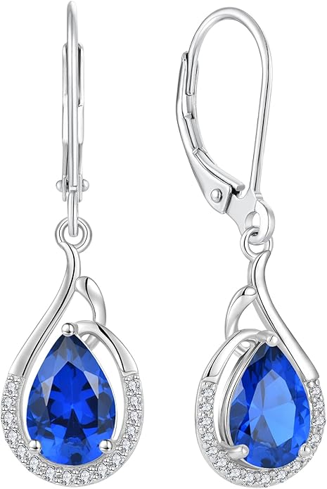 Starchenie Teardrop Dangle Drop Earrings 925 Sterling Silver Pear Birthstones Leverback Earrings Gift for Women