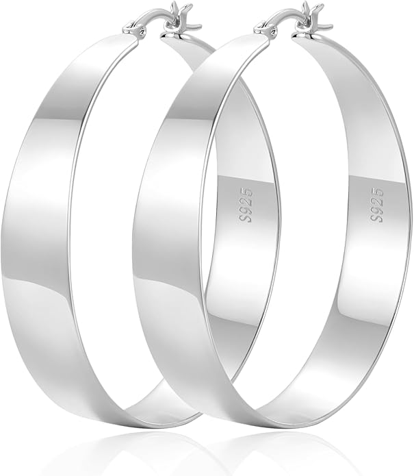 10MM Wide Thick Gold Hoop Earrings for Women Hypoallergenic 925 Sterling Silver Large Hoop Lightweight Chunky Hoops Earring for Women Jewelry Gifts